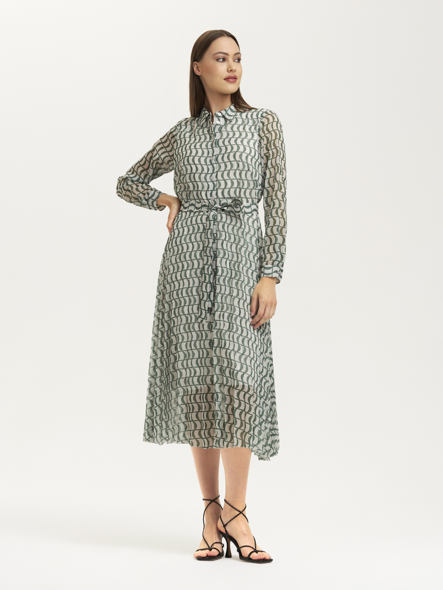 Patterned pleated dress