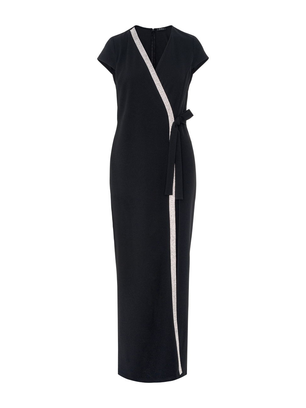 Wrap and tie jumpsuit with rhinestones details